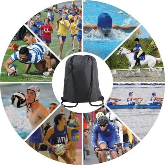 Black Drawstring Backpack Bags Bulk 2 Pack X-Large 22.4" L x 17.5" W Sports Sack - Picture 6 of 7